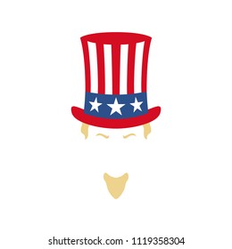 Modern portrait of Uncle Sam. American flag. National holiday in United States of America Independence Day. Vector illustration.