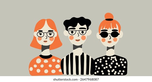 modern portrait of young people vector illustration