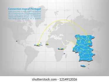 Modern of portugal Map connections network design, Best Internet Concept of portugal map business from concepts series, map point and line composition. Infographic map. Vector Illustration.