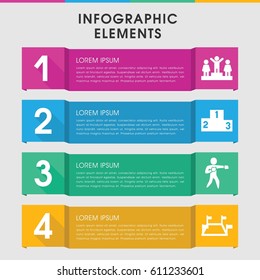 Modern position infographic template. infographic design with position icons includes ranking, karate. can be used for presentation, diagram, annual report, web design. 