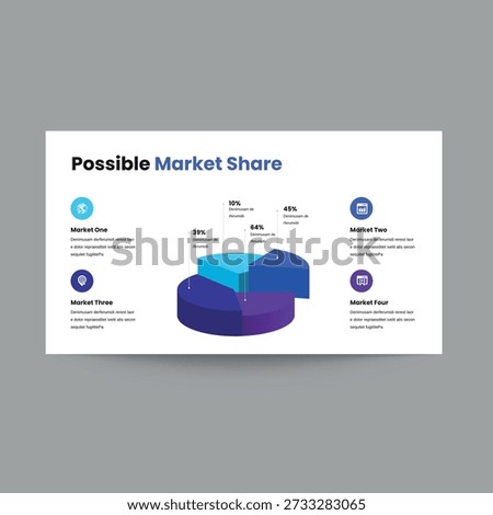 Modern Possible Market Share slide presentation template with clean and professional layout. Perfect for presenting expected market share, growth projections, competitive positioning, revenue potential, market penetration, and business forecasting in startup pitch decks, investor presentations, and corporate strategy reports.