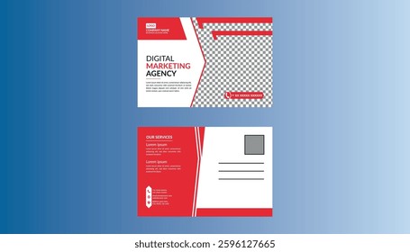 Modern Post Card Design. Abstract Layout Display for Promotional Campaign.