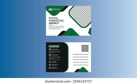 Modern Post Card Design. Artistic Layout Display for Promotional Campaign.