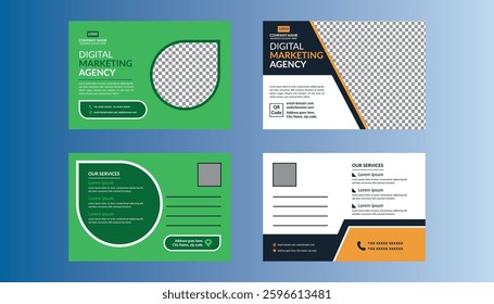 Modern Post Card Design in Bundle. Dynamic Template Display for Promotional Campaign.