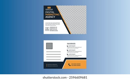 Modern Post Card Design. Dynamic Layout Display for Promotional Campaign.