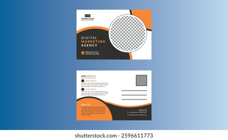 Modern Post Card Design. Luxurious Template Display for Promotional Campaign.