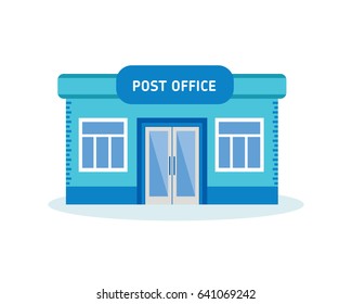 Modern post office building, outdoor interior of house. City building. Modern vector illustration isolated on white background.