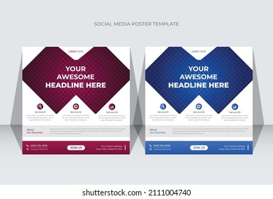 Modern post template. Business promotion square web banner. Mail newsletter layouts. Social media corporate post. Special offer banner. Sale and discount backgrounds. marketing template
