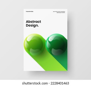 Modern postcard A4 vector design layout. Vivid 3D balls leaflet template.