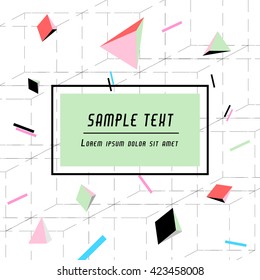 Modern postcard design in retro style. Fun pattern on the background. Vector graphics.