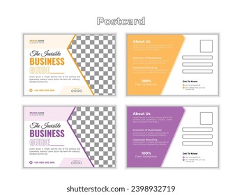 Modern postcard design template with two colors.