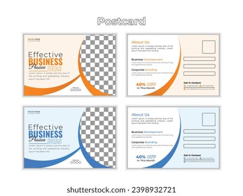 Modern postcard design template with two colors.