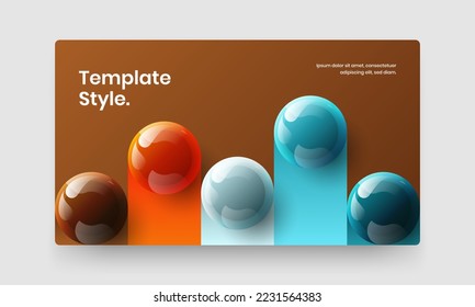 Modern postcard design vector concept. Clean 3D spheres banner template.