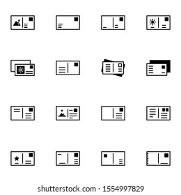 modern postcard, letter icon set. creative postage, airmail solid outline icons sign, vector illustration.