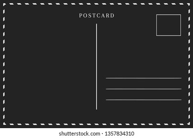 Modern postcard template. Black postal card design