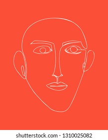 Modern poster with abstract linear face. Hand drawn vector illustration with male face.