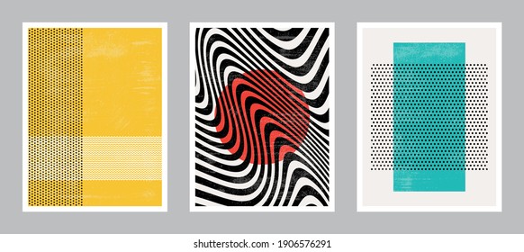 Modern Poster Art. Abstract Wall Art. Digital Interior Decoration Art with Grunge texture. Vector EPS 10.