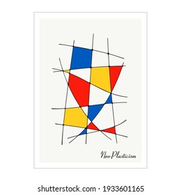 Modern Poster, Artwork inspired postmodern in the style of Neoplasticism, Bauhaus, Mondrian. Perfect for interior design, printing, web design.