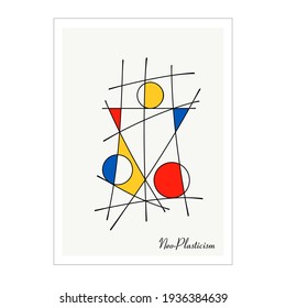 Modern Poster, Artwork inspired postmodern in the style of Neoplasticism, Bauhaus, Mondrian. Perfect for interior design, printing, web design