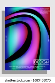 Modern poster background design, designed in A4 format with rainbow, diferent colors and waves, for banners, magazines, flyers etc. With 3d effect. EPS 10 vector