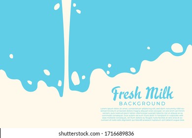 Modern poster background fresh milk with splashes. fresh milk on a light blue background Vector illustration