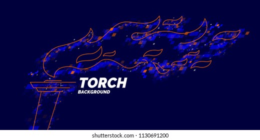 Modern poster and background with torch and fire. Vector illustration