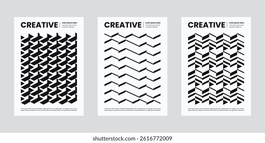 Modern poster background vector, Set of backgrounds texture cover template with abstract geometric pattern shapes and monochrome color, Ideal design for social media, banner, flyer and brand identity