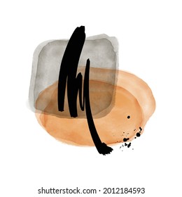 Modern poster for banner design. Abstract geometric lines design element. Watercolor brush texture. Fashion minimal print. Abstract art background vector. Abstract watercolor painting.