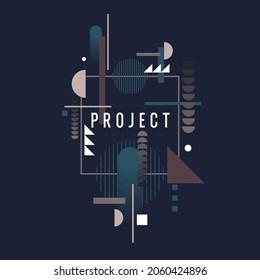 A modern poster consisting of geometric shapes. Abstract background with various shapes. Fashionable graphics for design
