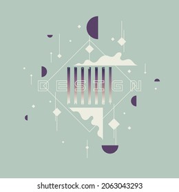A modern poster consisting of geometric shapes. Abstract background with various shapes. Fashionable graphics for design