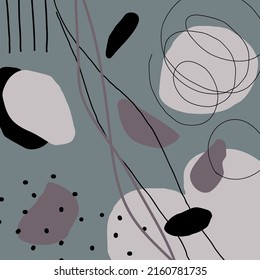 Modern poster in dark colors. Vector Stock illustration. Graphic shapes.Abstraction and futurism. Нome decoration
