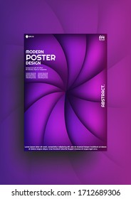 Modern poster design with 3D effect and liquid waves, designed in A4 format with violet gradient, deep hollow, funnel effect, for flyers, labels, books etc. Trendy concept and layout. Eps 10 vector