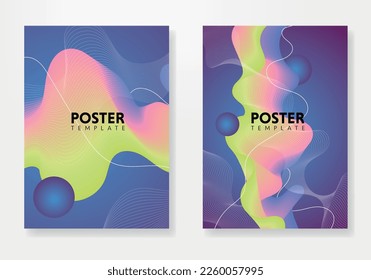Diseño moderno de afiches con líneas y ondas abstractas. 