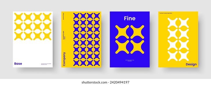 Diseño moderno de afiches. Diseño creativo de portada de libros. Plantilla de presentación comercial aislada. Volante. Antecedentes. Folleto. Informe. Cartel. Folleto. Cuaderno. Folleto. Boletín informativo. Diario. Billete