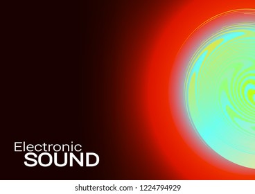 Modern poster design for electronic music. Glowing circle on a blue background. Planet in the night sky. Abstract gradient for a club template.