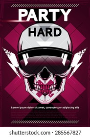Modern  poster design with skull in glasses