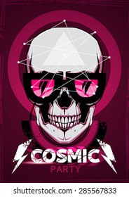 Modern  poster design with skull in glasses