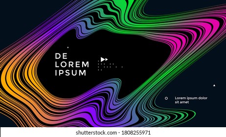 Modernes Plakatdesign mit gestreiftem Muster. Abstrakte lineare Wellenkompositionen in Farbverläufen. Wavy-line-Hintergrund. Vektorgrafik