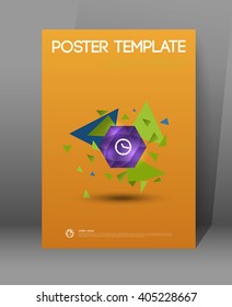 modern poster design template with crystal and triangles