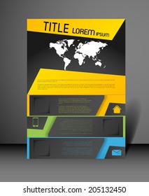 modern poster design template with map and icons