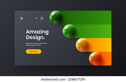 Modern poster design vector concept. Amazing realistic balls magazine cover layout.