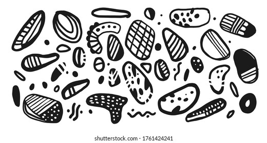 Modern poster. Different shapes in Doodle style. Abstract spots and shapes on the background. Vector illustration.
