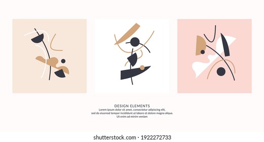 Modern poster. Different shapes in Doodle style. Abstract spots on the background. Vector illustration.