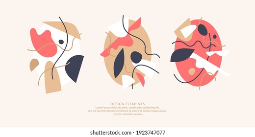 Modern poster. Different shapes in Doodle style. Abstract spots on the background. Vector illustration.