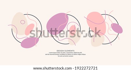 Modern poster. Different shapes in Doodle style. Abstract spots on the background. Vector illustration.