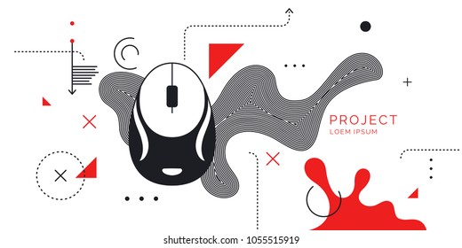 Modern poster Digital art. Abstract shapes and splashes on white background. Vector illustration. Modern poster Digital art. Abstract shapes and splashes on white background. Vector illustration.