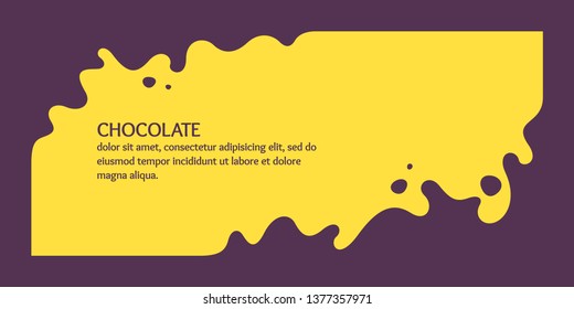 Modern poster, dynamic splashes and drops of chocolate. Vector illustration in a flat style of minimalism