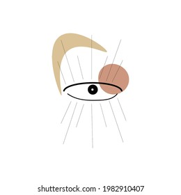  Modern poster eye with moon eye with moon and stars inside. Hand drawn vector illustration. For decoration. 