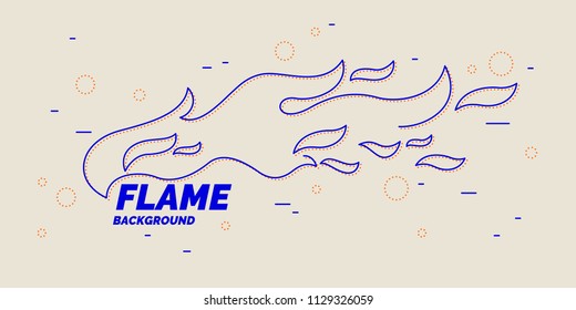 Modern poster with the flame from lines in minimalistic flat style on light background. Vector illustration
