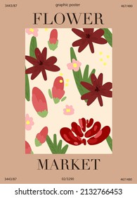 Modern poster with flowers. Posters in different colors for your projects and presentations, prints on t-shirts and hoodies
